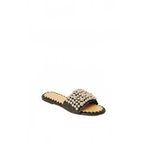 NEW BTB LOS ANGELES women's milos pearl slide in black/silver